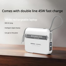 TLXT It comes with an AC plug. You can charge it anytime and anywhere during your trip. It supports two-way fast charging. The built-in Type-C cable can charge itself and can also charge laptops.  Cellphone Smartphone Mobile Electronic Charger