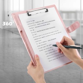 Tiankool Padfolio Portfolio Folder Binder-Faux Leather Portfolio Folder with Cover for A4 Notepad Holder, Business Portfolio for Resume, Legal Pad, Interview, Letter-Size Padfolio for Women/Men, Rose