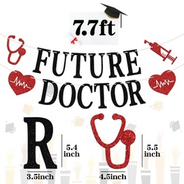 Letrero de doctorado de felicitaciones, médico/felicitaciones, 2025, suministros de decoración de fiesta de graduación para sobrevivientes de la escuela de medicina, purpurina negra