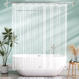 AmazerBath Shower Curtain Liner, 72x65 Clear Shower Curtain Liner, Waterproof Plastic Shower Liner, Cute Lightweight PEVA Shower Curtain for Bathroom with 3 Magnets and 12 Rustproof Metal Grommets