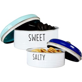 OUTSHINE Rustic Cookie Jar with Airtight Lids|Farmhouse Cookie Jar Antique Set of 2, Blue/Mint|Cookie Time Cookie Jar From Friends|Cookie Jars for Kitchen Counter|Decorative Vintage Snack Storage