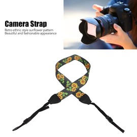 Camera Strap, Camera Neck Strap Camera Harness Fashionable Vintage Ethnic Style Sunflower Camera Strap Leather Photography Accessory
