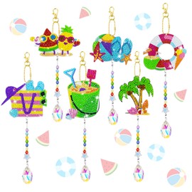 5D Diamond Painting Wind Chimes Kit Crystal Wind Chime Diamond Painting Kits Double Sided DIY Art Hanging Ornament Crafts for Home Window Decor (Summer)