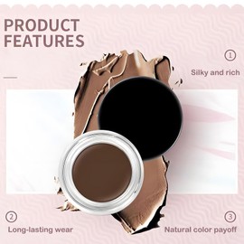 Waterproof Gel Eyeliner Pot Set with 2PCS Brushes, Long Lasting Smudge-Proof Formula, High-Intensity Pigments for Eyes and Brows, Black Pot for Bold Eye Makeup Looks