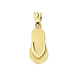 Elegant 10k Yellow Gold Flip Flop Charm Pendant