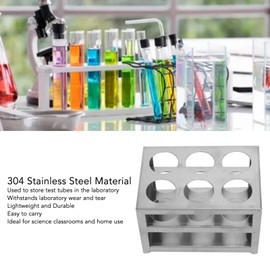 Test Tube Rack Stainless Steel Test Tube Holder - Laboratory Stand with 6 Holes and 3 Levels for 32 mm Test Tubes