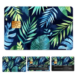 Peacoblue Bank Card Sticker Tropical Plants Credit Debit Card Custom Skin Cover Protector, 4 Styles Waterproof Scratch-Proof and Attractive Decal for Most Popular EBT Transportation Key Card