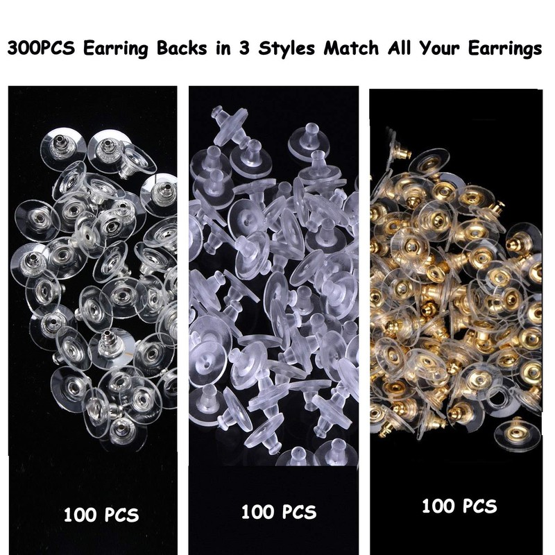 Earring Backs, 300PCS Back for Earrings, Earring Stoppers for Fish