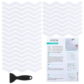 PATIKIL Badewanne Anti-Rutsch Aufkleber 18x1,3 cm, 24er Pack S-Form Sicherheits Dusche Grund Anti-Rutsch Aufkleber mit Klebepunkten Schaber für Badewanne Dusche Grund Treppe, Weiß