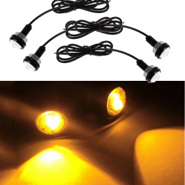CHUSYYRAY 12V Waterproof AmberLED Push-In Courtesy Lights 3000K DRL Boat Lights  ATV 4pcs