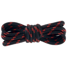 Elerevyo Round Laces, Round Shoelaces, Durable, Outdoor, Shoelaces, Hiking, Laces, 1 Pair Replacement, multicolor (black / red)