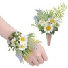 2Pcs White Daisy Corsage Wrist Flower Set Artificial Hand Flower