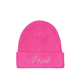 Victoria's Secret Pink Rib Knit Rhinestones Shine Beanie Color Pink New