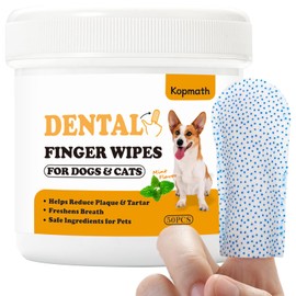[Upgraded] Kopmath Dog Teeth Cleaning Finger Wipes, Tartar & Plaque Remover with Brushing Beads, More Friction, Dog Breath Freshener, Natural Dog Dental Wipes for Cat, Disposable Dog Teeth Wipes, Mint