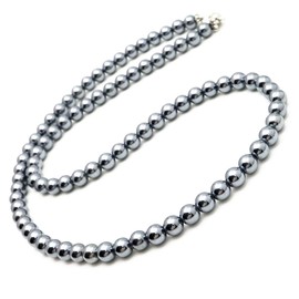 GOLD STONE Terahertz Mineral Necklace, 0.2 inch (6 mm), Round, Easy to Install, Magnetic Type, Length Approx. 19.7 inches (50 cm)