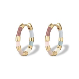 Colorful Hoop Earrings Women Huggie Piercing Cute Small Hypoallergenic Boho Womens Earrings Fun Gold Vacation Dainty Statement Jewelry Gift (Gold)