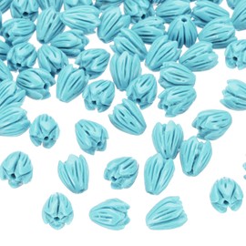 PATIKIL 50 Pcs Coral Flower Beads, 9x7mm Artificial Jasmine Flower Shell Floral Spacer Beads for Jewelry Making DIY Crafts Necklace Bracelet Earring Accessories, Lake Blue