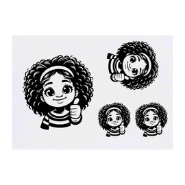 4 x 'Thumbs Up Girl' Temporary Tattoos - Water Resistant, Skin-Safe, Non-Toxic Transfers, Mixed Sizes (TO00084332)