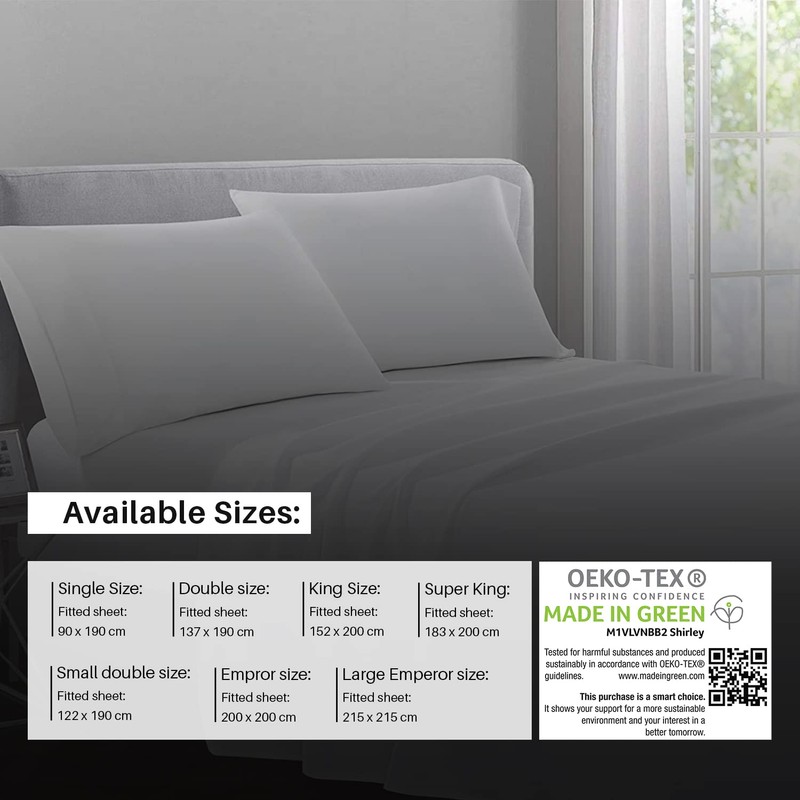 DTEX HOMES Fitted Sheets 400 Thread Count 30cm/12Inch deep 100%