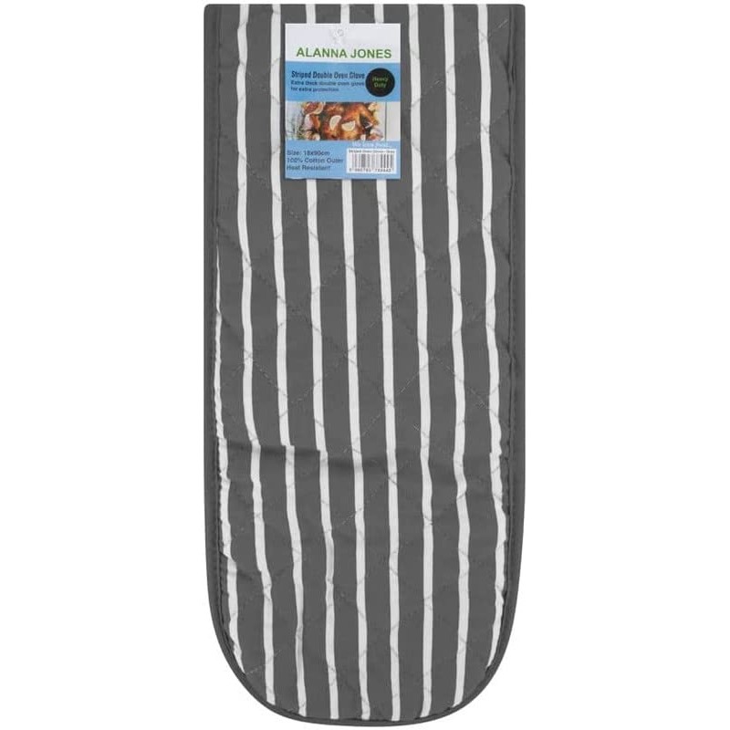 100% Cotton Heat Resistant Stripe Double Oven Glove Mitt for