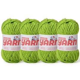 Plush Chunky Chenille Yarn for Crocheting, Soft Fluffy Velvet Yarn for Crocheting Amigurumi, Fuzzy Baby Blanket Knitting 400g/524yds Bulky（4 Lime Green ）