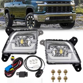 RANSOTO LED Fog Lights for 2019-2023 Chevy Silverado 1500 2500HD 3500HD, Front Bumper Driving Fog Lamps Assembly with Switch & Wiring Harness Kit, Waterproof IP67 White Foglights Replacement (Pair)