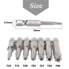 Mesee 5 Point Security Star Torx Screwdriver Bits Set 14Pcs Security Star Torx Screwdriver Bits 5-Pointed Screwdriver Bit for Electric Hand Screw Driver Drill Bits, 50mm Length