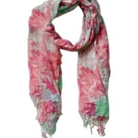 Tickled Pink June Meadow Fringe Scarf - Linen Blend - Multi-Color - NEW