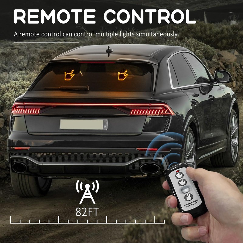 ISUNMEA Car Finger Light with Remote, Yellow Led Hand Gesture