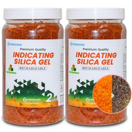 Wisesorb 4lbs Rechargeable Silica Desiccant [ Industry Standard 2-4 mm], Indicatong Silica Gel - Orange to Dark Green, Premium Moisture absorber Desiccant for Storage