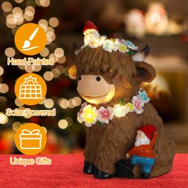 nawaza Garden Highland Cow Statue Outdoor,Highland Cow Outdoor Decorations for Patio,Highland Cow Decor Birthday Gifts for Women Mom Highland Cows Figurine for Yard Garden Patio Lawn Ornaments