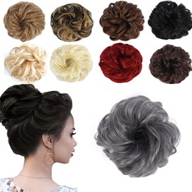 onemily Messy Bun Hair Piece Messy hair Chignon for Women Synthetic Updo Buns Hair Extensions Natural Looking Hair Scrunchies for Daily Wear 1PC(Gray)