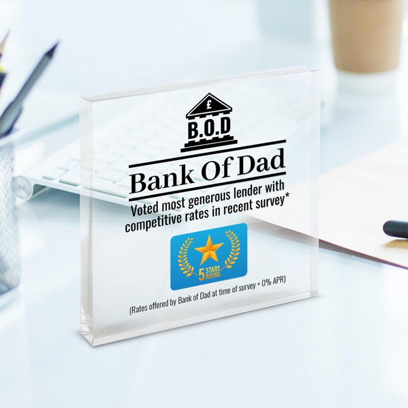 Fun Gift For Dad Present Bank of Dad Award Plaque