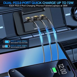 2PCS 3 Ports 12V RV USB Outlet 90W, Dual PD3.0 Type-C Quick Charge 72W & USB QC3.0 18W Panel Wall Mount, Automotive Car USB Socket Charger Adapter for RV Marine Boat Bus ATV Motorcycle Truck