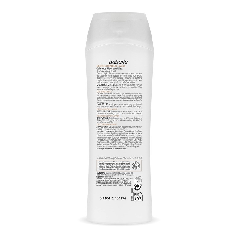 Body Milk Calmante Avena 400 ml