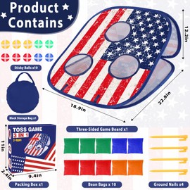 Bean Bag Toss Game for Kids 3 in 1 American Flag Games Toddlers Outdoor Toys with Bean Bags,Sticky Balls for Veterans Day Family Party Activities Gifts Ideas for 3 4 5 6 Year Old Boys Birthday
