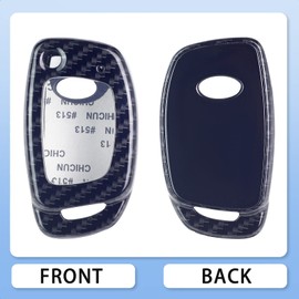 SK CUSTOM Carbon Fiber Pattern zinc Alloy Smart Key Case Cover Compatible with 2019-2013 Hyundai Santa Fe Sport Sonata Tucson Santa Fe OSLOKA-875T (Suitable for Buttons with Eject/flip/fold Buttons)