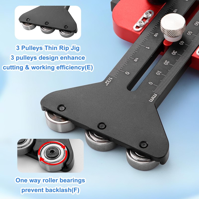 3 Pulleys Thin Rip Jig, Thin Rip Table Saw Jig