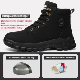 CORANSBER Steel Toe Boots for Men Women Safety Boots Indestructible Composite Toe Boots Lightweight Construction Steel Toe Shoes