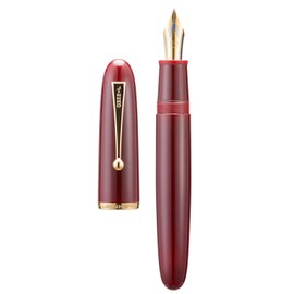 Jinhao 9019 Fountain Pen, Dadao Series #8 Medium Nib, Red Acrylic Barrel with Golden Clip Big Size Writing Pen
