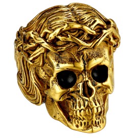 FaithHeart Stainless Steel Men's Ring Jesus Crown of Thorns Finger Ring Punk Gothic Signet Ring Vintage Band Ring Finger Ring in Ring Size 54-72 for Birthday Father's Day Mother's Day