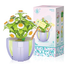 Darryy Bouquet Building Block with Exquisite Packaging Boxes, Flower Building Blocks Set, Home Decoration, Room Decoration, Gift for Women and Men, Botany Collection (Daisies)