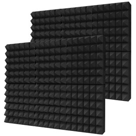 TroyStudio Thick Acoustic Foam Panels, 12 X 12 X 3 Inch, 12 Pcs Broadband Sound Absorbing, Dense Soundproof Padding Tile, Recording Studio Foam Absorber, Pyramid Decorative 3D Wall Ceiling Panel
