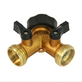Chapin 6-9474: Heavy-Duty Brass Hose Splitter Hose Connection, Fits Standard Garden Hoses, Brass Construction with Shut-Off Valves, Y-Shaped, Leak-Free, Dual Water Flow for Landscaping and Outdoor Use