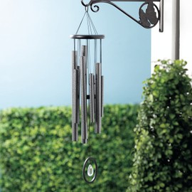 Woodstock Chimes Signature Collection, Chimes of Crystal Silence Medium (27'') Antique Silver Wind Chimes for Outdoor, Patio, Home or Garden Decor (SLCAS)
