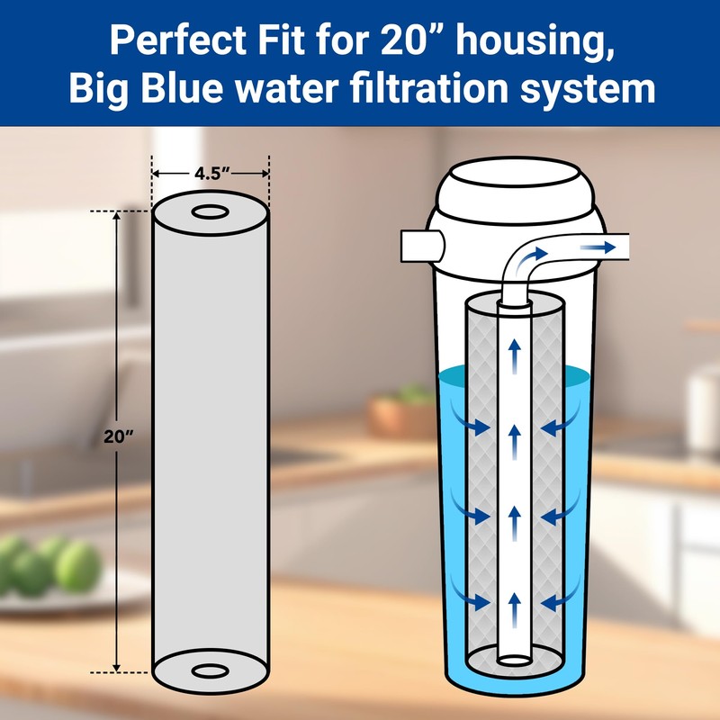 HQUA Whole House Sediment Replacement Filter Cartridge, WF-PP20BB, material: PP,