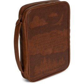 Wings Of Eagles Scripture Brown Large Print Vinyl Bible Cover With Handle