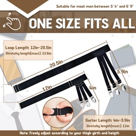 STAY GENT Mens Shirt Stays Upgrade Adjustable Elastic Shirt Garter Shirts Holder for Men to Keep Shirt Tucked In Shirt Tucker with Non Slip Locking Clamps for Police Military Wedding Business, 1 Pairs