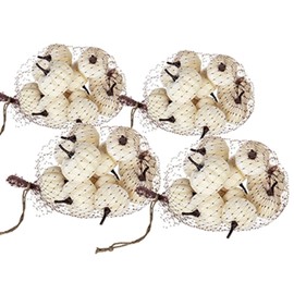 4-Pack White Velvet Pumpkin Mesh Bag Set - Perfect for Fall Harvest & Thanksgiving Decor