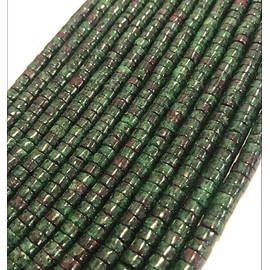 Pack of 150 Gemstone Heishi Disc Beads, Tyre Shape Tubular Stone 2 x 4 mm Spacer Loose Disc Beads Small Semi-Precious Stones (Green Imperial Jasper)